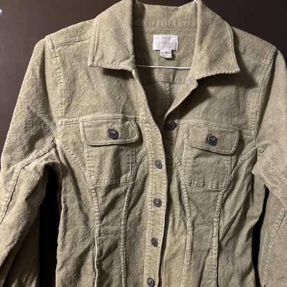 3 for $20 Women's Christopher & Banks Stretch Corduroy Blazer Jacket Green S - Picture 1 of 6